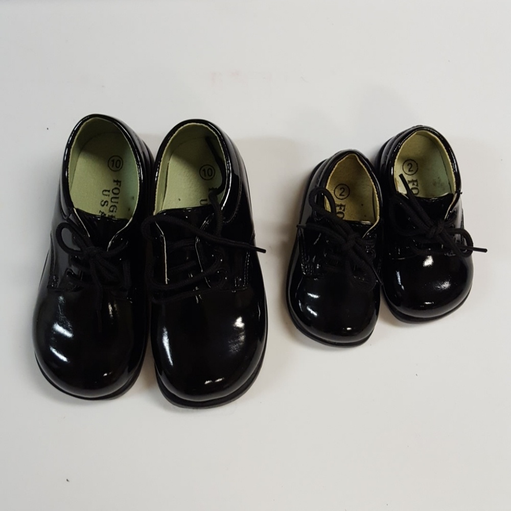 shiny leather black formal shoes for boy
